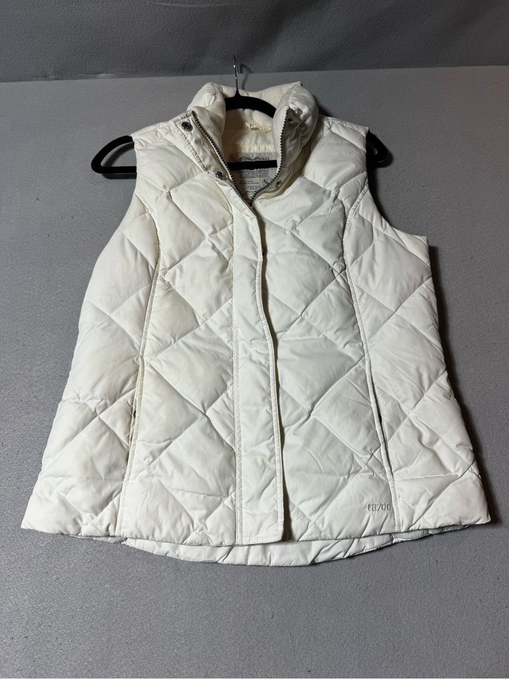 Eddie Bauer Goose Down Quilted Puffer Vest - Cream/White - Size S
